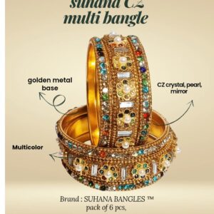 Suhana Bangles Gold Coated Multicolor Bangle Set (Pack of 6)