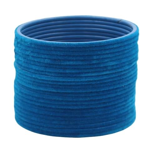 Suhana Bangles Plain Aqua Blue Velvet Bangles. pack of 24 pcs