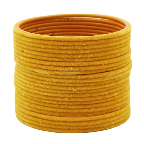 Suhana Bangles Plain Yellow Velvet Bangles. pack of 24 pcs